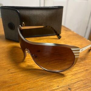 FENDI Y2K Vintage glam Smokey Tinted Wrap around made In ITALY w/ case